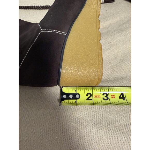 Marc Jacobs Boots Womens Size 39 Brown Suede Wedge Platform Embroidered Calf - Picture 9 of 12
